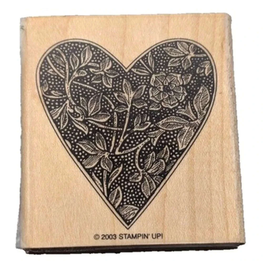 Stampin' Up! Floral Heart 2003 Rubber Stamp Wood #i71
